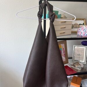 Anthropologie Dark Brown Knotted-Handle Hobo Bag